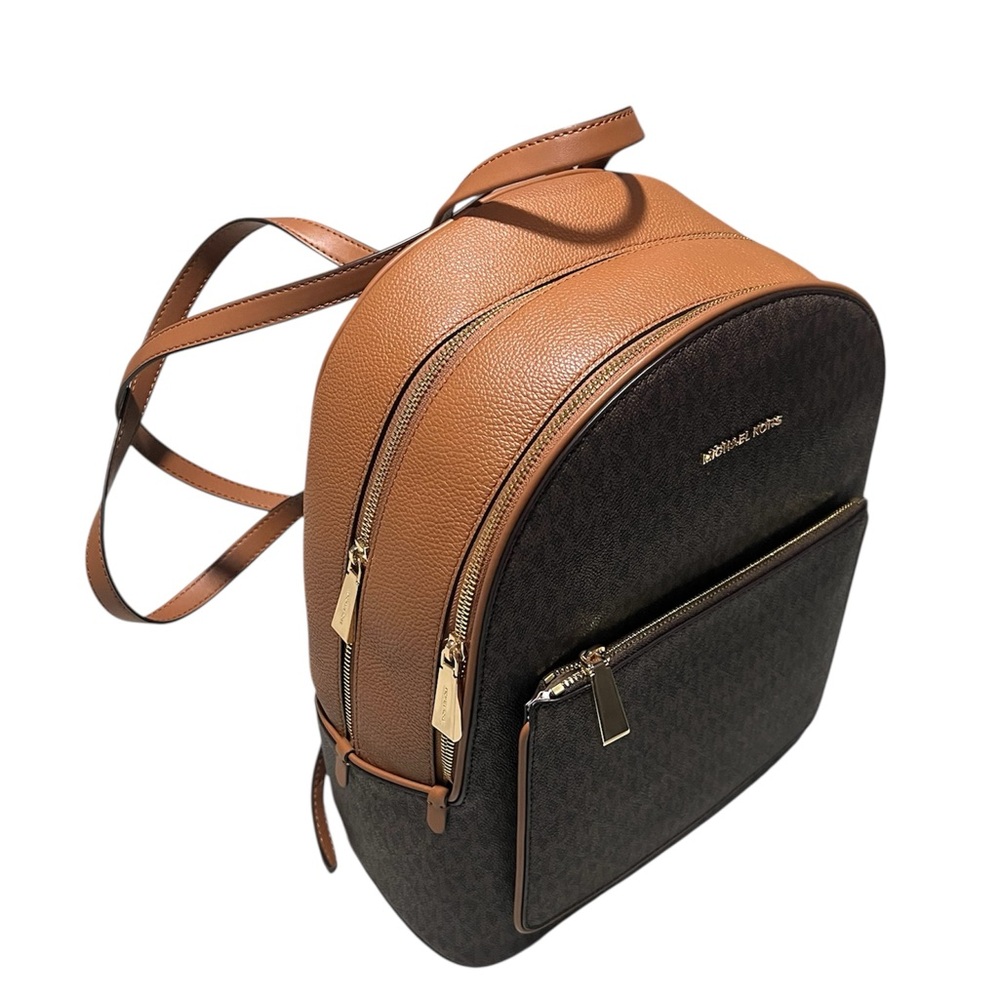 Michael Kors Tan and Black Leather Backpack